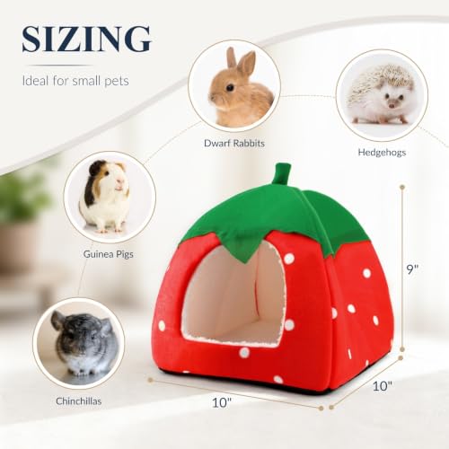 Guinea Pig Hideout Bed, Dwarf Rabbit House Cave | Cozy Hide-Out for Little Bunny Hedgehog Ferret Chinchilla & Other Small Animals, Cage Accessories - color: Red