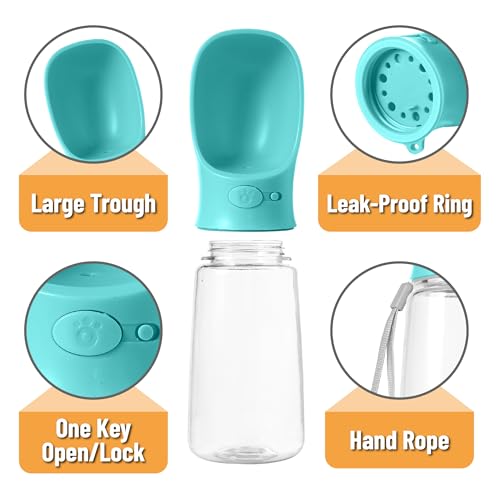 Mr. Pen- Portable Dog Water Bottle, 19 oz, Large | Leak Proof Puppy Water Dispenser with Drinking Feeder for Pets, Outdoor Walking, Hiking, Travel, Not Dishwasher Safe - color: Aqua