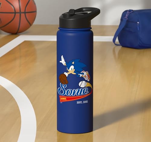Sonic the Hedgehog - Sonic Baseball Est. 1991 Stainless Steel Insulated Water Bottle - color: Royal Blue