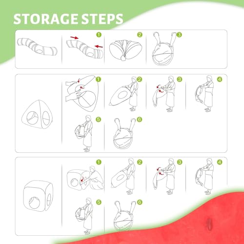 Tailtastic 3-in-1 Watermelon Cat Tunnel with Cube, Tent & Ball for Indoor | 3-way S-tunnel with hide & seek portals & balls, multi-cat cube,30-sec hook-and-loop assembly, foldable for easy storage