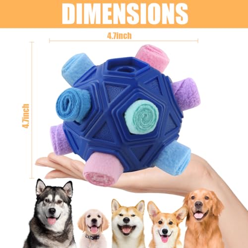 Dog Snuffle Ball-Interactive Puzzle Dog Toys Encourage Natural Foraging Skills Slow Feeder for Training and Stress Relief, Cloth Strip Hiding Food Dog Toys - color: Pink Blue