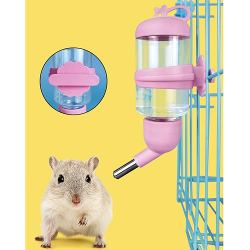 125ml Guinea Pig Water Bottle/Feeder for Hamsters/Hedgehogs/Gliders/Rabbit/mouses/Other Small Pets and Animals,Suitable for Cages, Boxes or Wall-Mounted (Pink, 125ml) - color: pink