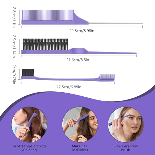 Curl Defining Brush, Curly Hair Brush, Slick Back Hair Brush | For Combing and Shaping Curls in All Hairstyles to Reduce Pulling (Purple) - color: Purple