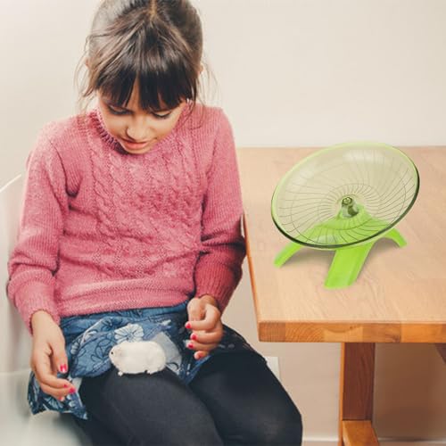Hamster Wheel Flying Saucer Silent Exercise Wheel Running Wheel for Hamsters, Gerbils, Mice and Other Small Pets, Silent Hamster Running Wheel (Green) | Non-slip surface, smooth & quiet spinning, durable plastic, encourages healthy exercise, for dwarf ham