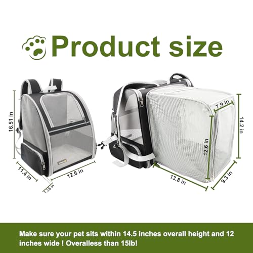Texsens Innovative Traveler Bubble Backpack Pet Carriers for Cats and Dogs (Expandable-Black) - color: Expandable-Black