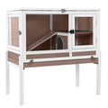 Guinea Pig Cage with Wooden Stand - Small Animal Cage for Guinea Pigs, Hamsters, Rabbits, Ferrets with Anti Chew Ramp, Hideout, Platform, Pull Out Tray, 36.6" L x 19.6" W x 36.6" H - color: Brown