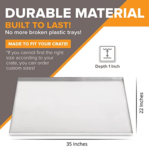 Pinnacle Systems (Galvanized, 35" L X 22" W X 1") Metal Replacement Dog Crate Pan Chew Proof Crack Proof Pet Kennel Tray Central Dog Crate Pan Pet Supplies - size: 34.0"L x 22.0"W x 1.0"H