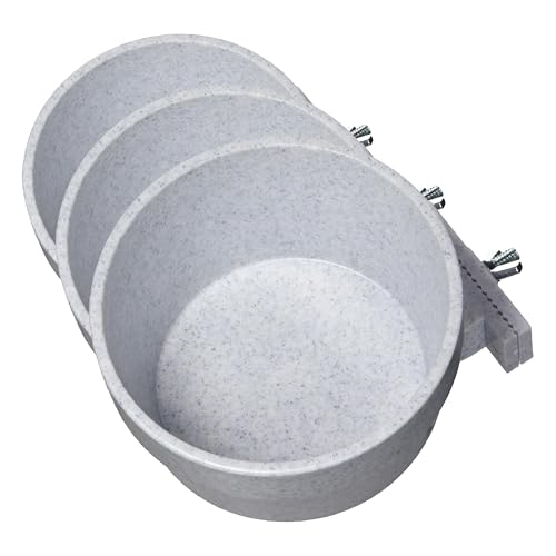 Lixit Quick Lock Removable Cage Bowls for Rabbits, Guinea Pigs, Gerbils, Ferrets, Dogs, Cats, Birds, and Other Small Animals - Made in USA (Gray,20 Ounce), (Pack of 3) - size: 20oz (Pack of 3)