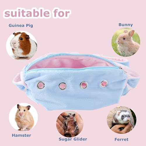 Meow&Woof Sugar Glider Bonding Pouch & Small Animal Carrier+ 3 Pack Sugar Glider Harness and Leash Set