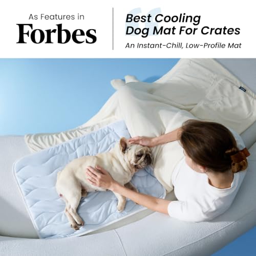 Bedsure Cooling Mat for Large Dogs,Washable Breathable QMax>0.4 Cool Fiber | 35x23In Gel-free Cool-to-touch Fabric to Rapid Cooling,Cold Crate Pad Indoor for Pet,Portable Thin Kennel Mat as Topper,Blue - color: Blue, size: 35" x 23" (L-Crate)
