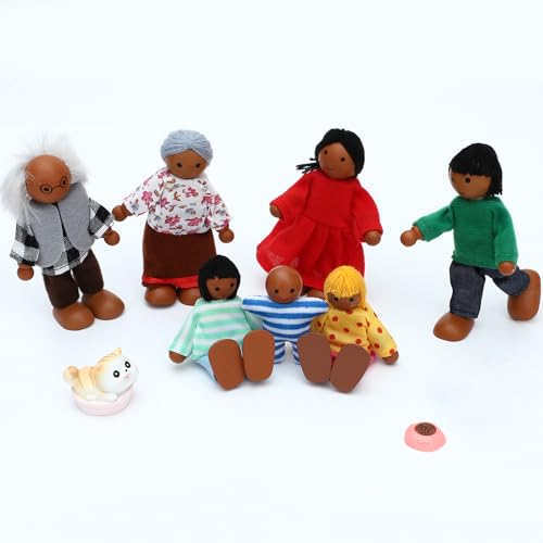 ONEST 19 Pieces Wooden Dollhouse Family Set Mini People Figures Sets Dollhouse Dolls Wooden Doll Family Pretend Play Figures Accessories for Pretend Dollhouse - style: E Set