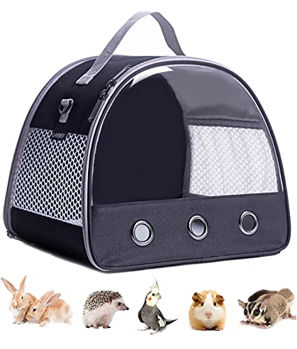 Guinea Pig Carrier Backpack, Clear Bubble Window Backpack for Guinea Pig, Bunny Rat Bird (Black, Carrier) - color: Black