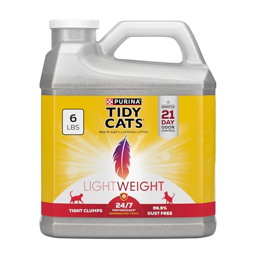 Purina Tidy Cats LightWeight 24/7 Performance Odor control, Multi-Cat, Clumping, 99.9 Percent Dust Free Cat Litter - 6 lb. Jug