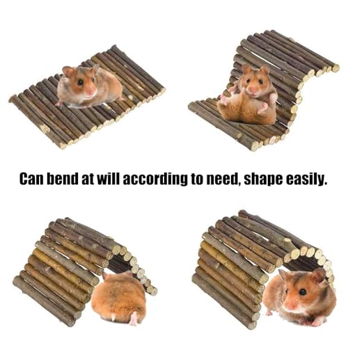 PINVNBY Hamster Suspension Bridge Ladder Rodents Natural Wooden Arch Bendable Bridge Chew Toy Long Climbing Ladder for Hamster Guinea Chipmunk Pig and Other Small Animals (2 Kinds Length) - size: L:19.6x3.2inches, 8.6x4inches