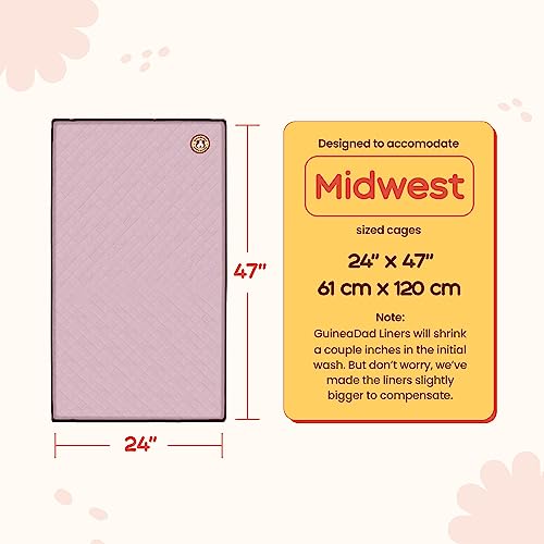 GuineaDad Premium Liner – Fleece Guinea Pig Cage Liner – Ultra-Plush Reusable Fleece Bedding with Waterproof Bottom – (Blush)