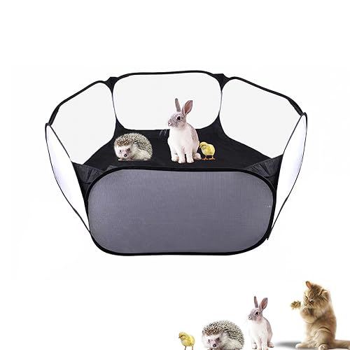 Small Animals Playpen, Portable Pop-up Open Interactive Pet Tent, Indoor Outdoor Fence for Rabbits, Guinea Pig, Hamster, Chinchillas, Kittens, Puppies - color: Black