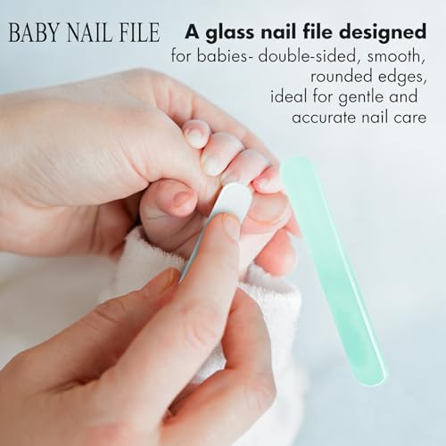 Baby Nail Kit with Owl Case, 4-Piece Infant Manicure Set, Green | Infant Nail Clippers, Rounded Safety Scissors, Gentle File, Tweezers, Newborn and Toddler Friendly - color: Green