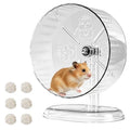Silent Hamster Exercise Wheel,8.3 Inch Quiet Spinner Hamster Running Wheel,Silent Wheels with Anti-Skid & Adjustable Stand for Gerbils, Mice, or Other Small Pets,Transparent - size: 8.3 inch
