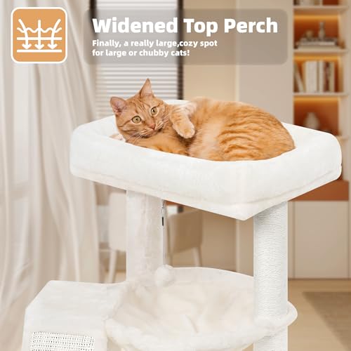 YOUPET Cat Tree with Cat Scratching Post for Indoor Cats, Cat Tower with Scratching Board and Playful Toy Balls, Cat Tree Tower with Cozy Hammock,Beige - color: Beige