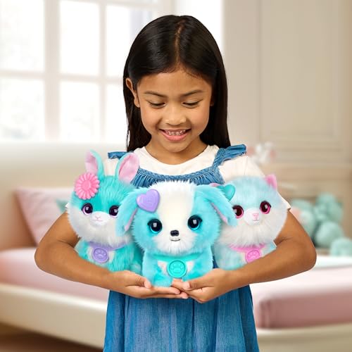 ScruffaLuvs Blue Surprise Pet, Mystery Plush Toy, Wash to Reveal | Wash to reveal 1 of 3 rescue pets, includes deluxe carrier & comb; plush toys for girls ages 3+, gift - style: Blue