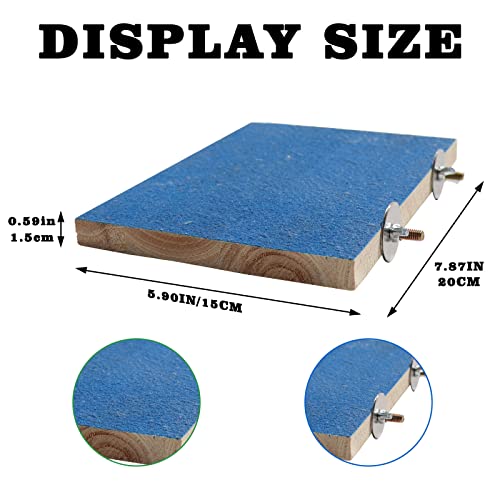Dnoifne 7.9×5.9 Inches Large Bird Perch Stand Platform, Natural Wooden Bird Cage Accessories, Bird Stand Perch with Rough Quartz Sand Surface for Parrot, Parakeet, Budgies, Cockatiel, Rats - size: 7.9 × 5.9 Inches Blue