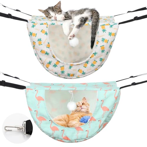 Unittype 2 Pieces Cat Cage Hammock Hanging Pet Bed Double Layer Soft Plush Hanging Pet Comfortable Hammock Bed for Indoor Kitten Ferret Hamster Rabbit or Small Animals, 2 Styles(Pineapple) - size: Pineapple
