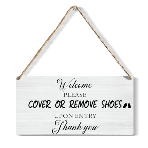 Please Remove Your Shoes Sign, Take off Your Remove Shoes Sign for House Front Door, Cover or Remove Shoes, Housewarming Gifts for New House Home Women Men 12x6 inches - color: Shoes