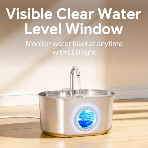 Cat Water Fountain Stainless Steel: 74oz/2.2L Cat Fountain for Drinking | Pet Water Fountain Inside - Automatic Dog Watering Dispenser Bowl - Pet Feeding & Watering Supplies