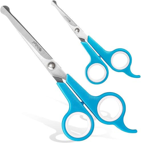 Razor-Sharp Stainless Steel Dog Grooming Scissors for Grooming Professionals at Home with Rounded Safety Tips, 2 Pack - size: 2 Pack