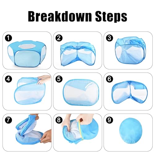 2-Pack Guinea Pig Carrier Backpack and Playpen with Lid, Breathable Pet Playpen Pop Open Exercise Fence, Portable Small Animal Cage for Rabbits, Chinchillas, Squirrel, Lizard, Sugar Glider - color: Blue
