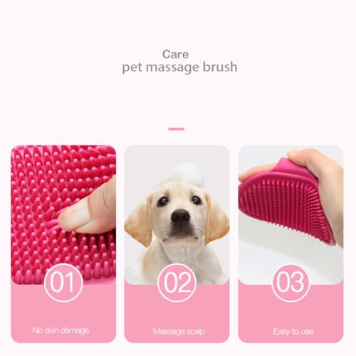 Pet Bath Brush with Massage Bristles,Grooming Tool for Gentle Cleaning and Shedding Removal on Cats and Dogs,Comfortable Handheld Design for Bath Time(Red)