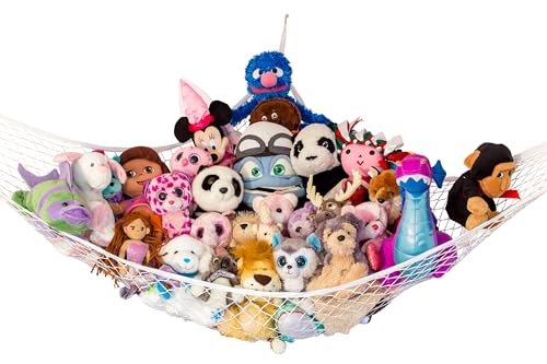 Stuffed Animal Hammock XL | Corner Stuffed Animal Storage & Plushie Net | Extra Large Toy Hammock for Stuffed Animals | Easy Hang, Hardware Included | White Bedroom Decor | by Lilly's Love - color: White, size: 1 Pack (XL) - 79" x 63" x 63"