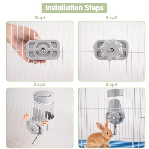 Depets Guinea Pig Water Bottle No Drip, 12 oz Small Animal Water Dispenser | Top Refill Cage Water Bottle with Screw Fastener, ABS Material, for Rabbit Hamster Rat Ferret Kitten, Gray