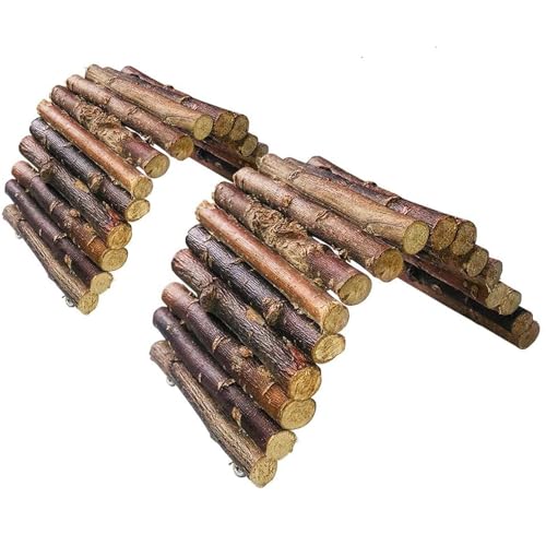 Hamiledyi Hamster Bridge Rat Ladder Wooden Bridge Toy for Small Animals Cage Wood Ladder Natural Hideout for Guinea Pig Chinchilla Ferret Reptile (Pack of 2) (2 Ladder) - size: 8.0"L x 4.0"W
