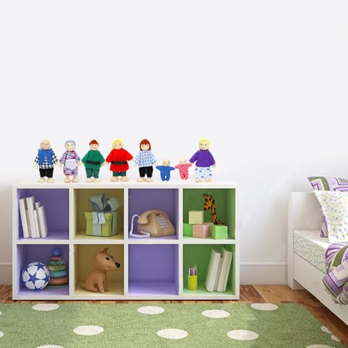 ONEST 8 Pieces Wooden Dollhouse Family Set Mini People Figures Sets Dollhouse Dolls Wooden Doll Family Pretend Play Figures Accessories for Pretend Dollhouse - style: Different Style