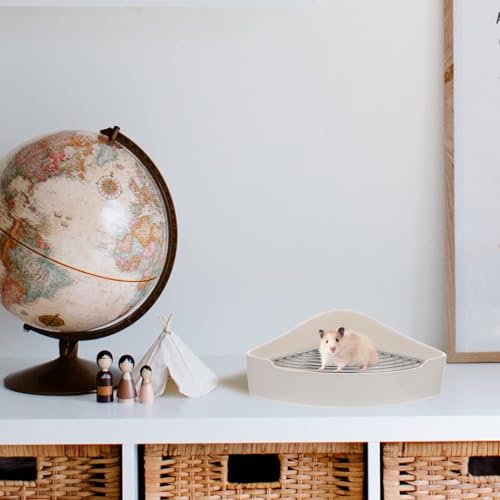 POPETPOP Rabbit Litter Box Ceramic Rabbit Toilet : Rabbit Corner Litter Box Bunny Litter Box Small Animal Litter Box Pet Toilet for Guinea Pigs Hamster Chinchilla Hedgehog, 24x18.5cm, White