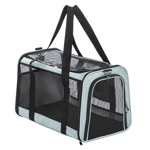 Petsfit Soft-Sided Cat Carrier,18 x 11 x 11 Pet Carrier | Airline Approved, Lightweight and Collapsible, Ventilation on 5 sides, Escape Proof, Adjustable Shoulder Strap & Soft Cushion - color: Z-Cyan blue, size: 18.0"L x 11.0"W x 11.0"H