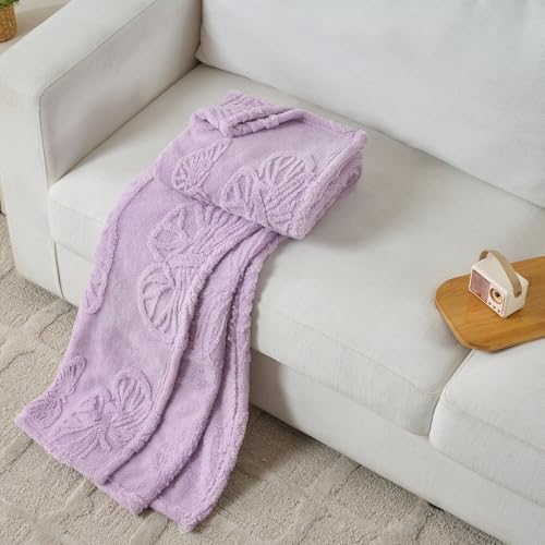 Lavender Butterfly Plush Throw Blanket 50 x 60 Inch, Soft Fuzzy Fleece, Cozy Decorative Blanket for Couch, Sofa, Bed and Bedroom - color: Butterfly-purple, size: throw(50x60)