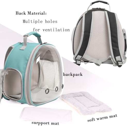 Guinea Pig Carrier Backpack with Soft Warm Mat Set,Lizard Backpack Carrier,Space Capsule Clear Bubble Window Astronaut Reptile Carrier Backpack for Bearded Dragon,Sugar Glider,Bunny - color: Green