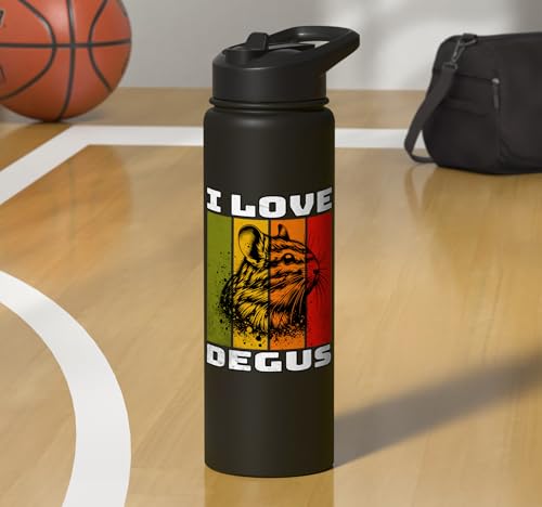 Degu Retro Degu I Love Degu Stainless Steel Insulated Water Bottle - color: Black