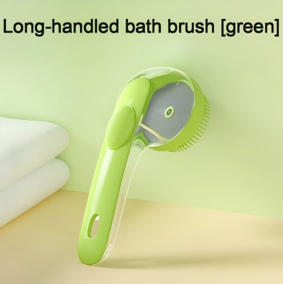 Pet Bath Brush with Shampoo Dispenser, Silicone Bristles, Ergonomic Handle, Green, 3-in-1 Shower Massage Tool for Dogs and Cats (Green) - color: Green