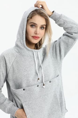 Pet Cat Dog Pouch Hoodie Small Animal Carrier – Kitten Puppy Pouch Sweatshirt Holder Fleece Unisex Hoodies Light Grey - color: Light Grey, size: 3X-Large