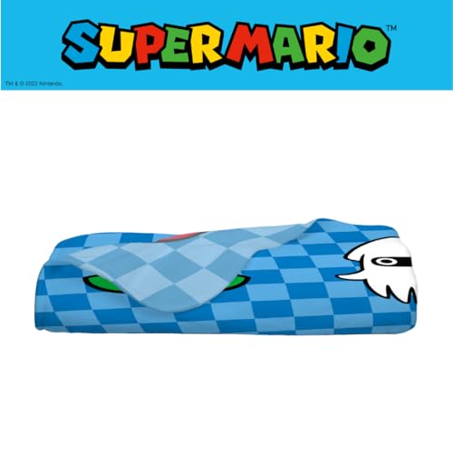 Super Mario Bros. Kids Bedding Super Soft Cozy Throw Blanket, 62 in x 90 in, (Officially Licensed Product) By Franco Kids - color: Super Mario Checkered, size: 62 in x 90 in