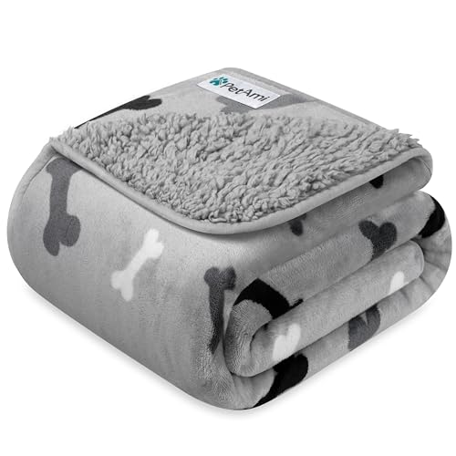 PETAMI Sherpa Fleece Waterproof CAT and Dog Blanket, Bone Gray, Small - color: Bone Gray, size: Small (24x32)