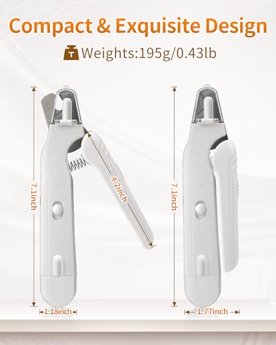 2-in-1 Dog & Cat Nail Clippers & Grinder with LED Light to Avoid the Quick | Quiet USB Rechargeable Pet Nail Trimmer with Safety Guard for Small Medium Large Pets