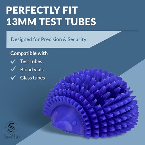 S I Schaller Industries Hedgehog Test Tube Holder, 13mm - Veterinary Blood Test Tube Rack, Holds 12 Vials, Compact Fun Design Organizer for Veterinary and Research Lab Use - Royal Blue - color: Royal Blue, size: 13mm Tubes