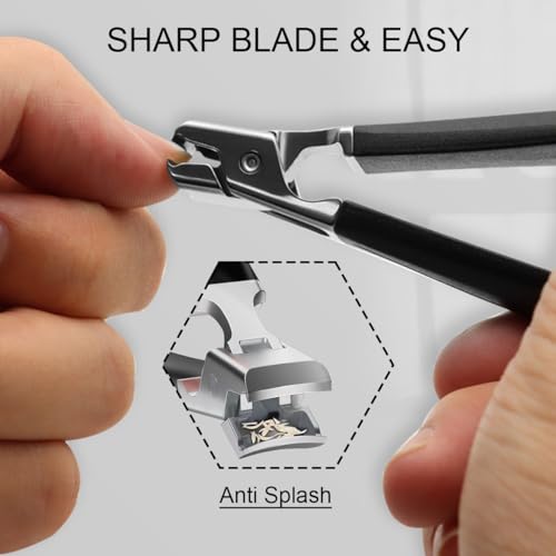 Nail Clippers for Seniors, Wide Jaw Fingernail & Toenail Clippers | Angled Head Toenail Clippers for Thick Nail, Professional German Nail Clippers for Men, Women & Pregnant - color: Black 2