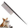 Grooming Pet Comb Rat Tail Dematting Cat and Dog Comb，Rounded Ends Design for Safe Tangle Removal, Hairstyling, Massage，Loose Hair Removal，Prevent Irritation，Fluffing Paws,Face,Tail,Remove Tear Stain - color: Black