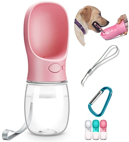 DEYACE Dog Water Bottle, Leak Proof Portable Pet Water Bottles for Dogs, Puppy Water Dispenser with Drinking Feeder for Travel (Pink 12oz) - color: Pink 12oz