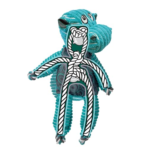 KONG Floppy Knots - Durable No‑Stuffing Squeaky Rope & Plush Dog Toy - for Teething, Playing (Hippo, X-Small) - color: Hippo, size: X-Small